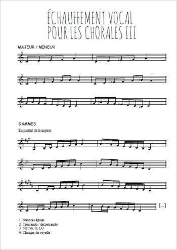 Echauffement vocal III Partitions gratuites